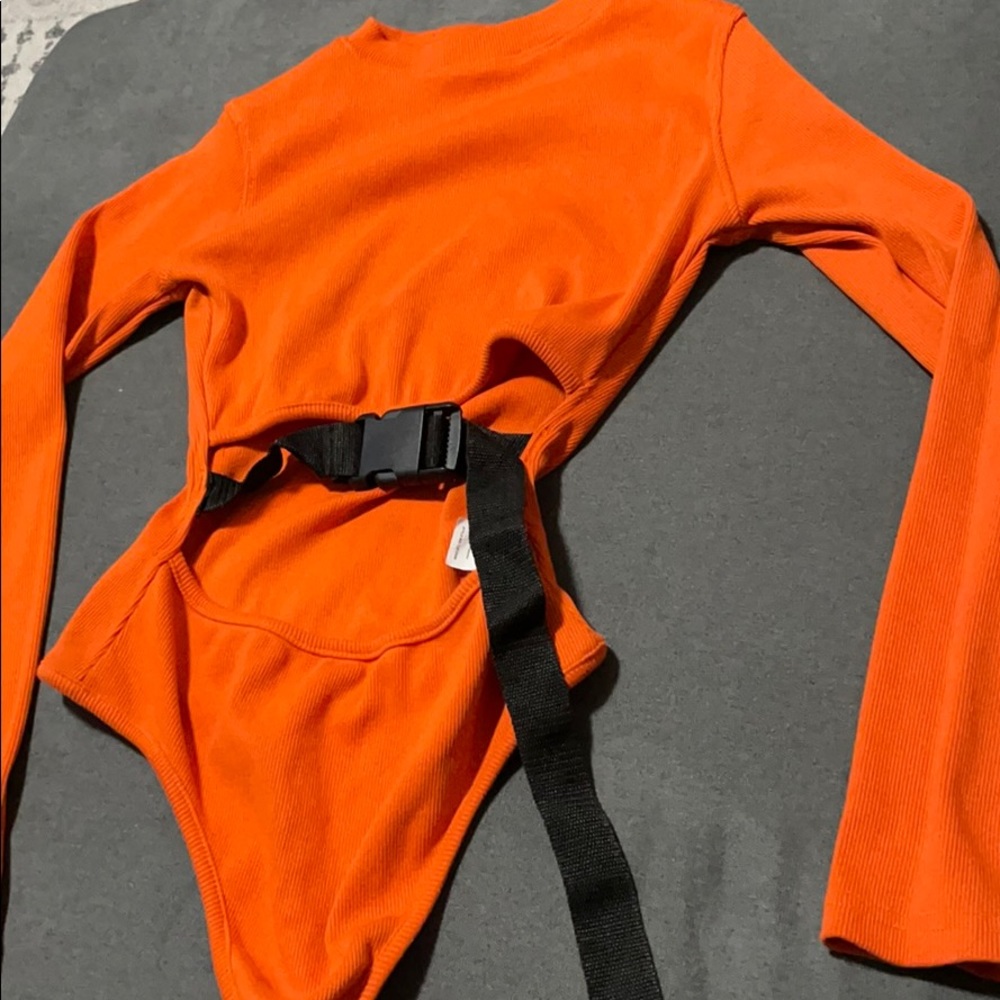 Orange Waist Strap Bodysuit